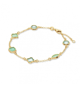 GLOW Schakelarmband - Pure Nature - Jasseron - Fantasie - 7mm - 19cm Nieuw Signature Zilver verguld Topaas - 3250314