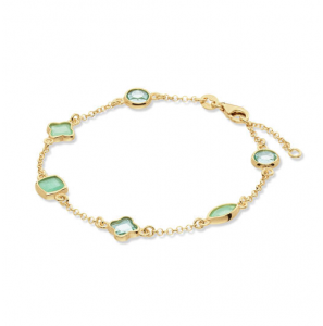 GLOW Schakelarmband - Pure Nature - Jasseron - Fantasie - 7mm - 19cm Nieuw Signature Zilver verguld Topaas - 3250314