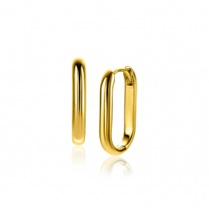 ZINZI gold plated zilveren oorringen in ovale vorm met ronde buis 3mm breed - 3250388