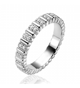 ZINZI zilveren ring (4mm breed) bezet met witte zirkonia's - 3250395