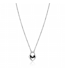 ZINZI zilvereren schakelketting met hartvormige slot hanger 18mm breed 42-45 cm - 3250397