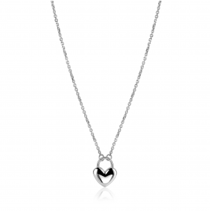 ZINZI zilvereren schakelketting met hartvormige slot hanger 18mm breed 42-45 cm - 3250397