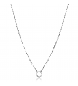 ZINZI zilveren ketting met open rondje (7,5mm) bezet met witte zirconia's 40-45cm - 3250398