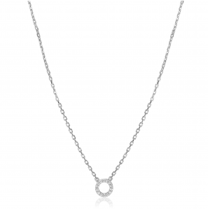 ZINZI zilveren ketting met open rondje (7,5mm) bezet met witte zirconia's 40-45cm - 3250398