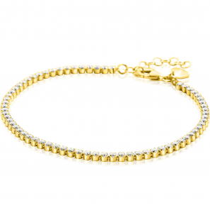 ZINZI gold plated zilveren tennis armband 2,5mm breed en bezet met witte zirconia's in ronde kastzettingen 17-20cm - 3250401