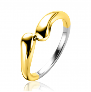 ZINZI gold plated zilveren gladde ring met twee druppelvormen 7mm breed - 3250402