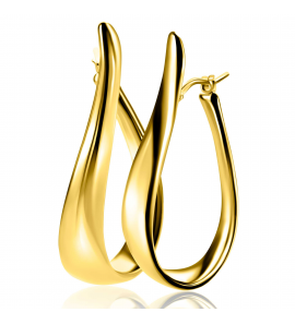 ZINZI gold plated zilveren grote oorringen in organische vorm met een speelse twist en handige bovensluiting - 3250405