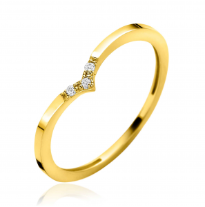 ZINZI Gold 14 karaat gouden ring in V-model bezet met drie witte zirkonia's ZGR529 - 3250410