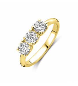 Gouden ring trilogie lab grown diamant 0.90ct g vs - 3250458