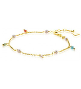 Zinzi zlv. armband gg.verg. parel en kleursteentjes - 3250473