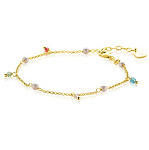 Zinzi zlv. armband gg.verg. parel en kleursteentjes - 3250473