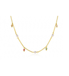 Zinzi zlv. collier gg.verg. met parels en kleurstenen - 3250474