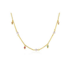 Zinzi zlv. collier gg.verg. met parels en kleurstenen - 3250474