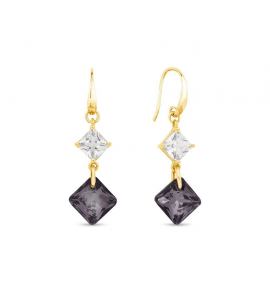 Spark CARRE Earrings gilded Silver Night - 3250505