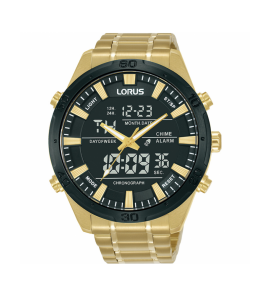 Lorus heren ana/digi double bracelet zwart 100m wr - 3240373