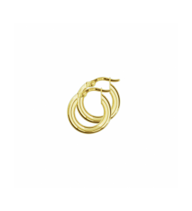 Goud oorringen ronde buis 3x16 mm - 3240441