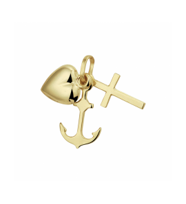 Gouden hanger geloof, hoop en liefde - 3250321