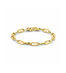 Goud armband marine vierkante buis 5,8 mm 19 cm met groot springslot - 3250012