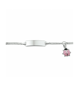 Zilver graveerarmband lieveheersbeestje plaat 5,0 mm 9-11 cm - 940