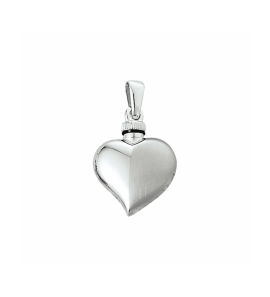 Zilver urnhanger hart poli/mat 16.5 x 22 mm - 1264