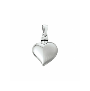 Zilver urnhanger hart poli/mat 16.5 x 22 mm - 1264