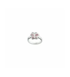 Zilver kinderring vlinder met roze mop mt. 13 - 3241326