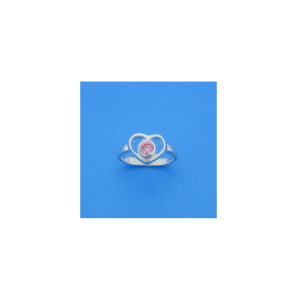 Zilver ring hart zirkonia roze mt. 13.5 - 3241317