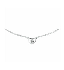 Zilver collier hart en zirkonia 36 - 38 cm - 681