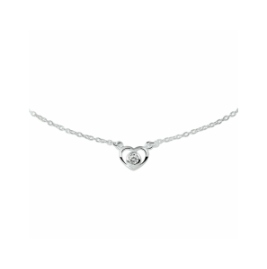 Zilver collier hart en zirkonia 36 - 38 cm - 681