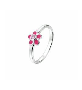Zilver ring bloem en zirkonia mt. 13 - 3241319