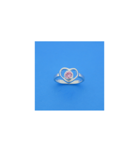 Zilver ring hart zirkonia roze mt. 14.5 - 3241318