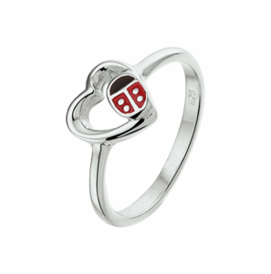 Zilver RH kinderring hartje met lhb rood emaille mt. 13 - 3241329