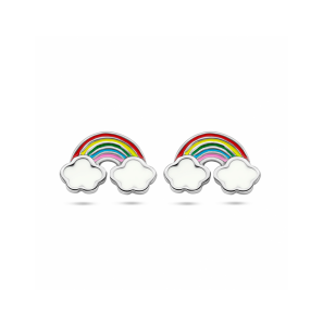 Zilver oorknoppen regenboog - 3230630