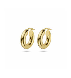 Goud oorringen ronde buis 19.5x5 mm - 3230585