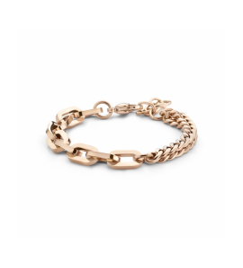 armband gourmette en paperclip vierkante buis 8 mm 16 + 3 cm ion plating - 3230812