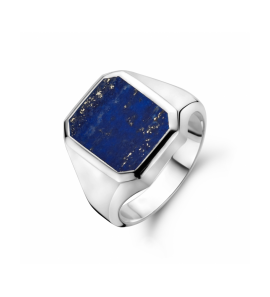 Zilver zegelring massief lapis 13 x 11mm mt 20 - 587