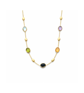 Goud collier natuurlijke kleurstenen 41 â?" 43 â?" 45 cm - 946