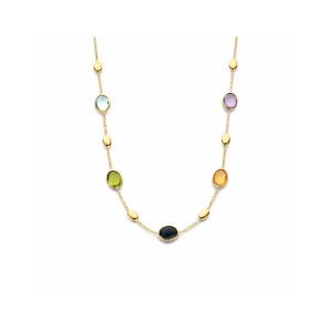 Goud collier natuurlijke kleurstenen 41 â?" 43 â?" 45 cm - 946