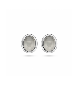 Zilver oorknoppen donkergrijs maansteen - 3230518