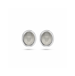 Zilver oorknoppen donkergrijs maansteen - 3230518
