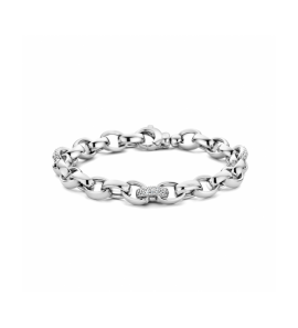 Zilver armband jasseron ovaal 7,5 mm zirkonia 19 cm - 3230597