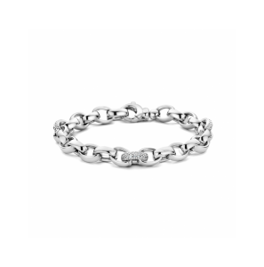 Zilver armband jasseron ovaal 7,5 mm zirkonia 19 cm - 3230597