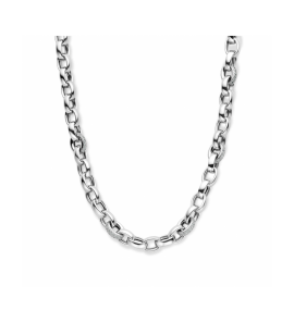 Zilver collier jasseron ovaal zirkonia 7,5 mm 45 cm - 3230596