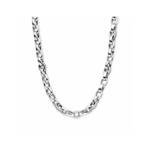 Zilver collier jasseron ovaal zirkonia 7,5 mm 45 cm - 3230596