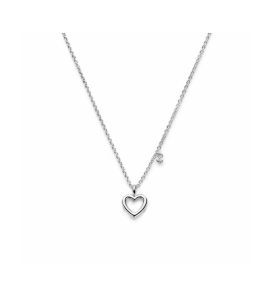Zilver collier hart en diamant 0.015ct j p1 42+3 cm - 3230604