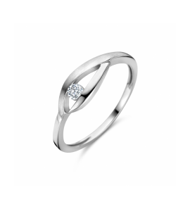 Zilver ring druppel zirkonia poli/mat - 3230524