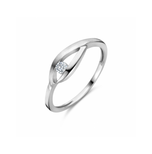 Zilver ring druppel zirkonia poli/mat - 3230524