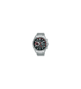 Lorus heren chrono SS bracelet rood 100 m wr - 3230376