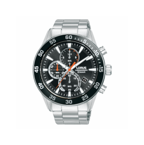 Lorus heren chrono SS bracelet zwart 100 m wr - 3230377