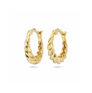 Goud oorringen gedraaid 15.5x4 mm - 3230583